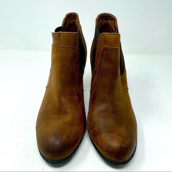 BOC Leather Heeled Boots Brown Side Zip Round Toe Size 7 - Picture 2 of 10